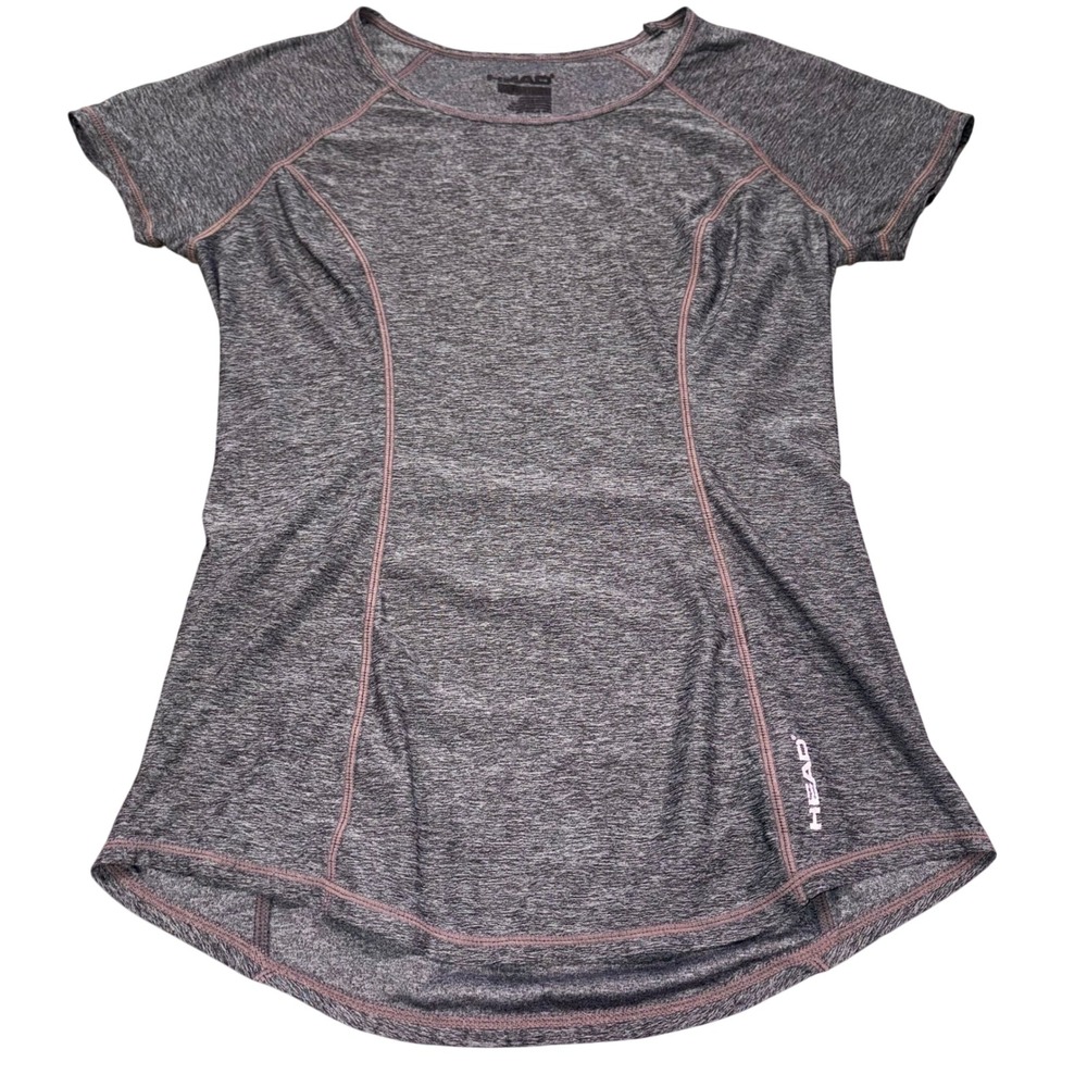 Athletic T-Shirt Womens XL Gray Space Dye Pink Stitch Activewear Head